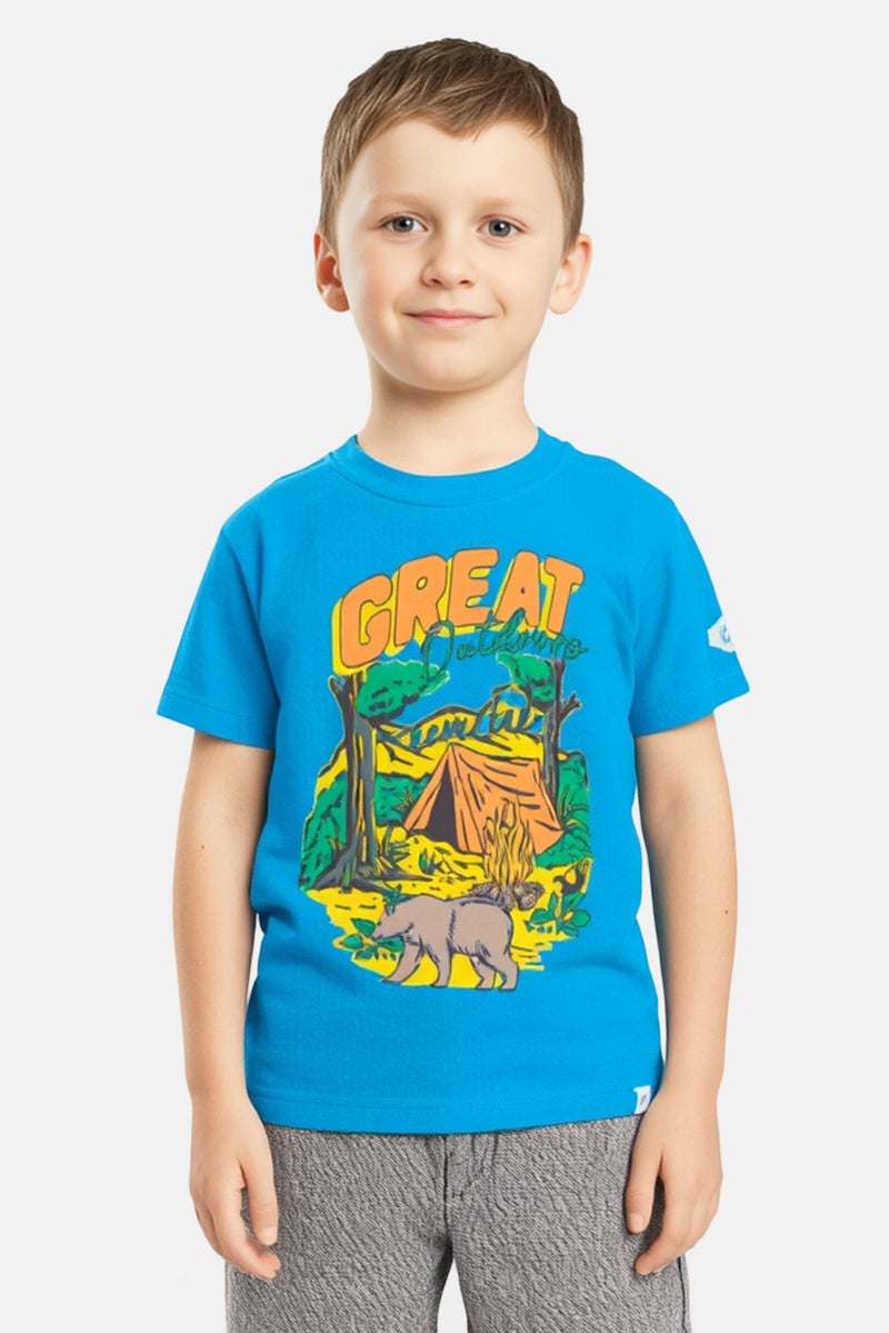 Hamleys Toddlers Boy Crew Neck Short Sleeves Graphic Print T-Shirt, Blue - Image 1